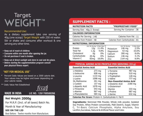 Best weight gainer Target Weight