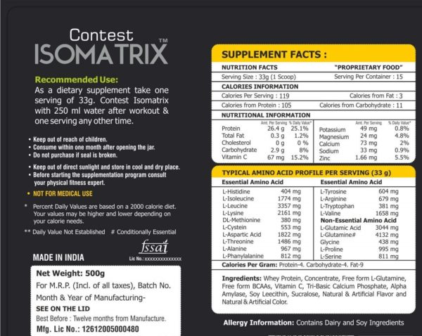 Contest Isomatrix Whey Protein
